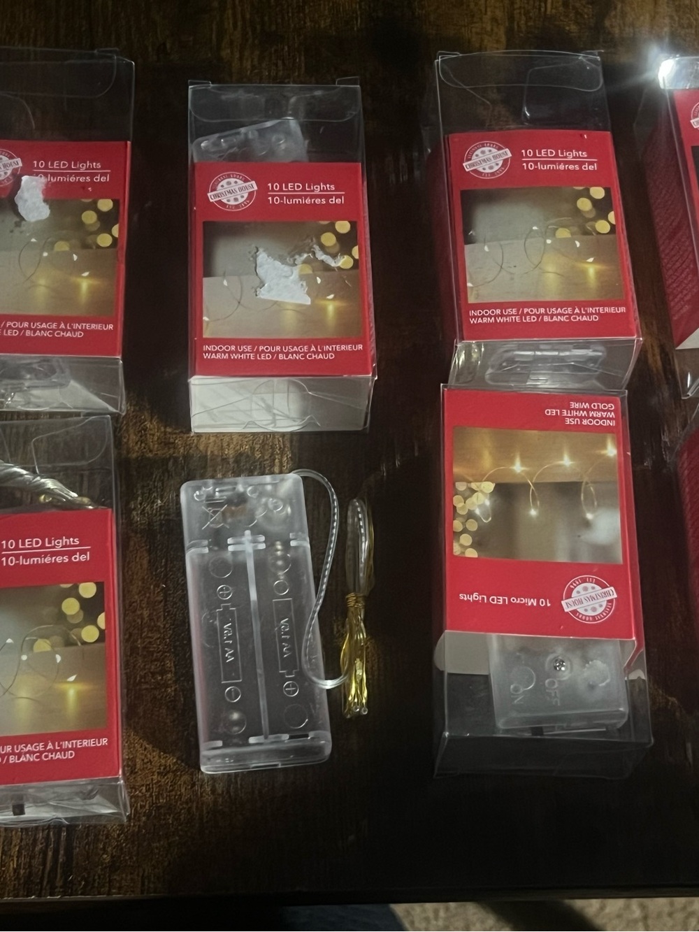 Warm White LED String Lights - 10 LEDs (Clear Wire) set of 8